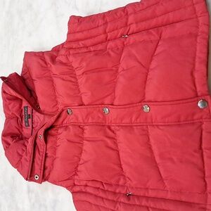 Red Down‎ Feather Filled Puffer Vest Womens Large M. Julian Snap Zip High Collar